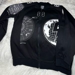 Punk Royal Black and White Sweatshirt, zip Front